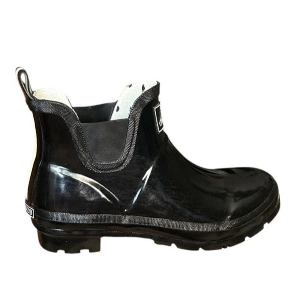 JOULES Wellibob Gloss Black Rain Boots sz 9 Rubber Short Ankle Garden Outdoor - Picture 3 of 9